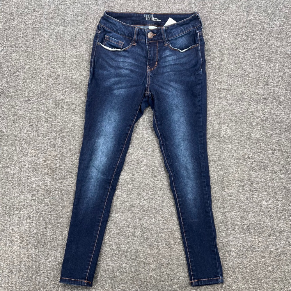 Time and Tru Womens Super Skinny Jeans Dark Wash Blue‎ Petite Size 8P Denim